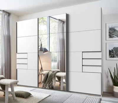 Produktbild von Kleiderschrank Saigon Schwebetüren weiß mit Spiegel 270 cm