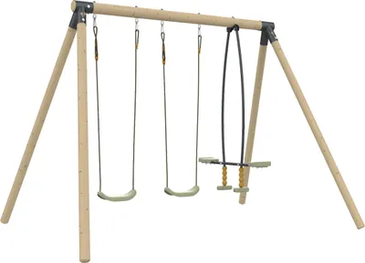 Produktbild von Schaukelgestell mit 2 Schaukeln und Doppelsitz BARBICHE Braun H224cm