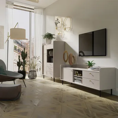 Produktbild von Wohnwand in sandbeige, mit Sideboard & Highboard - GORICA-133
