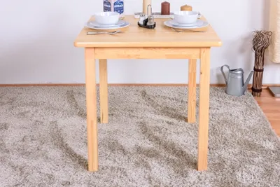 Produktbild von Moderner quadratischer Esstisch aus Kiefer massiv Vollholz natur 75x75x75 cm, Tischplatte 2,5 cm