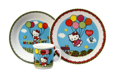 Obrázok produktu pre Detská jedálenská súprava Hello Kitty, modrá, Thun, 591018, 3 kusy