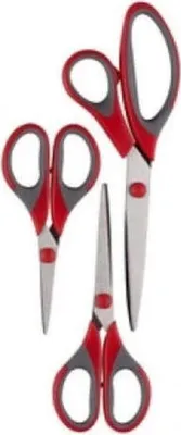 Produktbild von Scherenset 3 Teile Easy Grip Vielzweckschere Schneiderschere Schere rot