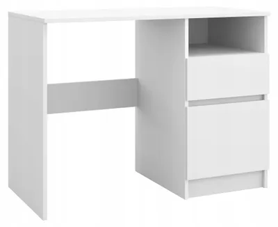 Produktbild von Schreibtisch Weiß - 100x50 Cm - 1 Schublade - 2 Regale - Modernes Design