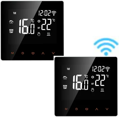 Obrázok produktu pre 2x WiFi digitálny LCD termostat pre elektrické kúrenie 16 A, podlahové kúrenie, týždenný programovateľný termostat, vnútorný teplomer, regulátor teploty, nástenný termostat pre domácnosť, školu, kanceláriu, hotel