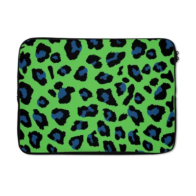 Produktbild von MuchoWow® Laptop Hülle 13 Zoll Panther Druck - Neon - Grün - Blau Laptoptasche - Laptophülle - Sleeve - Rundumschutz