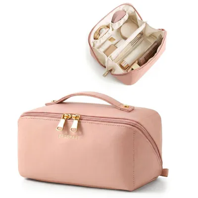 Produktbild von Make-up Tasche Damen Kunstleder – Wasserfest, Reise Kosmetiktasche-Rosa