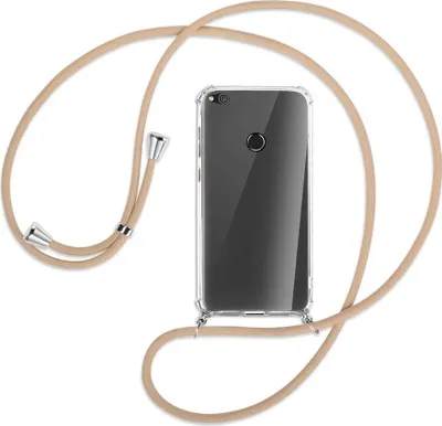 Produktbild von Handykette Backcover-Schutzhülle mit Band (Metall silberfarben) für Huawei P8 Lite / P9 Lite 2017 - beige