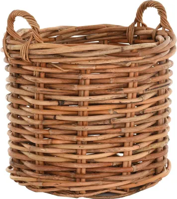 Produktbild von krines-home Rattan Garten Pflanzkorb Deko-Korb XXL Rund Natur Griffe