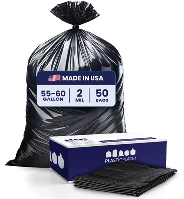 Produktbild von Plasticplace Müllbeutel, strapazierfähig, 91,4 x 147,3 cm, Schwarz, 50 Stück (1