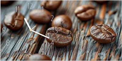 Produktbild von Wanduhr aus Glas mit Motiv Kaffeebohnen- 60 x 30 cm - inkl. Aufhängesystem