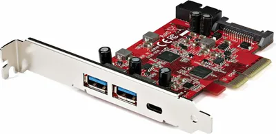 Obrázok produktu pre StarTech.com PEXUSB312A1C1H, Pcie, USB 3.2 Gen 2 (3.1 Gen 2), PCIe 3.0, Červená, 1677495 h, ASMedia - ASM3142, Genesys Logic - GL3590