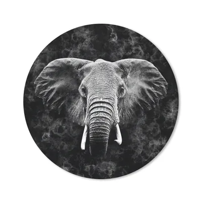 Produktbild von MuchoWow® Mauspad Mousepad Elefant - Tiere - Rauchen - Schwarz - Weiß 20x20 cm - Mousepads - Maus Mat - Pad - Mausunterlage - Schreibtischmatte