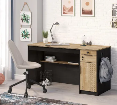 Produktbild von Cilek BLACK Schreibtisch mit Seitenschrank