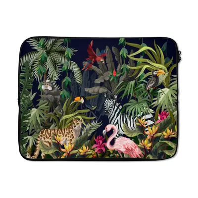Produktbild von MuchoWow® Laptop Hülle 15 Zoll Dschungeltiere - Natur - Jungen - Mädchen - Flamingo - Zebra Laptoptasche - Laptoptasche - Sleeve - Rundum-Schutz
