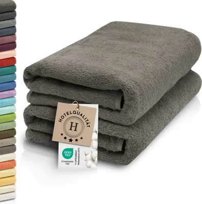Produktbild von 2er Set Saunahandtuch, Baumwolle, 70x200 cm, taupe (grau), 420 g/qm