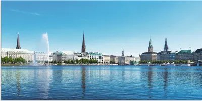 Produktbild von ARTland Wandbild Alu für Innen & Outdoor Hamburg Alsterpanorama Größe: 100x50 cm
