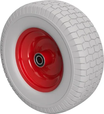 Obrázek produktu pro 1 x Polyuretanové kolo ø 400 mm 6,50-8, 2 kuličková ložiska robotická sekačka na trávu traktor odolnost proti propíchnutí, šedé/červené