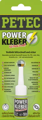 Produktbild von Petec Sekundenkleber Power Kleber blitzschnell Sekundenklebstoff 10g 93410