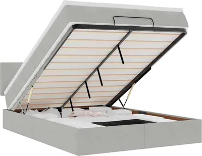 Obrázok produktu pre vidaXL Osmanská posteľ s matracom a LED svetlosivá 140x190 cm zamat
