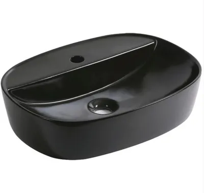 Zdjęcie produktu dla Umywalka nablatowa KERRA KR-860 BLM, ceramiczna, czarny mat, 51 cm