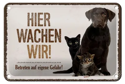 Produktbild von Blechschild Spruch 18x12cm Tiere Hund hier wachen wir Dekoration