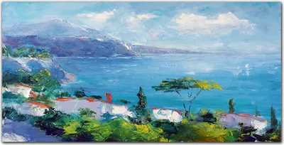 Produktbild von Coloray - Bild aus Glas - Glasbilder - 100 x 50 cm - Wanddekoration Wohnzimmer Glasblock mit Bild Gehärtetes Glas Dekoration Küche - Meer Berge Blaues Meer