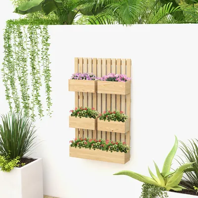 Produktbild von Sweiko Hochbeet Holz, verstellbar Pflanzbeet mit Rankgitter Frühbeet Gartenbeet 60x16x100cm Naturholz