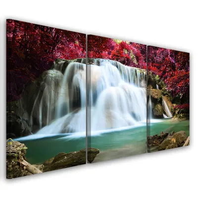 Produktbild von Triptychon auf leinwand farbige landschaften 120x80 cm Feeby farbe wandbild bereit zum aufhängen