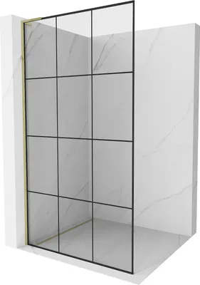 Image de Mexen Kioto L paroi de douche de plain-pied 100 x 200 cm, motif noir, or - 800-100-103-50-77