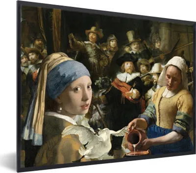 Produktbild von MuchoWow® Gerahmtes Poster Kunst - Alte Meister - Collage 80x60 cm - Poster mit Schwarzem Bilderrahmen Wandposter Rahmen Foto Bilder - Schwarzem - Mit Gestell