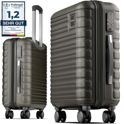 Produktbild von Travely Premium Handgepäck Koffer 55x40x20cm - passend für Ryanair, Lufthansa, Eurowings und co. I 36L Trolley Handgepäck mit sanften Rollen und praktischem TSA Schloss, Reisekoffer