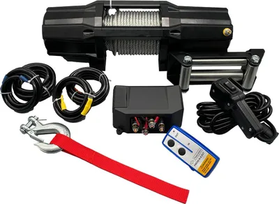 Produktbild von Berger & Schröter | Elektrische Profi Seilwinde 12V, 2727kg, 2,57kW mit Stahlseil, Motorwinde für Quads, ATV, KFZ, 6000lb mit Funkfernbedienung