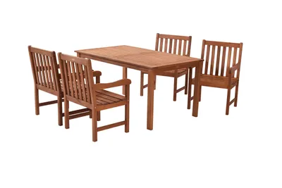 Produktbild von Merxx Gartenmöbelset Santos 5tlg., 4 Sessel, 1 Tisch 150 x 90 cm - Eukalyptus