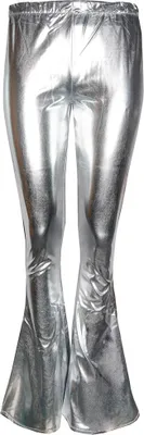 Produktbild von Schlaghose Damen silber Retro Disco Space Glanzhose Karneval Fasching Kostüm S/M