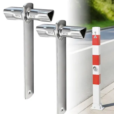 Produktbild von Dreikantschlüssel 2 Stück M12/M10 – Pfostenschlüssel Feuerwehrschlüssel verzinkt | Für Absperrpfosten & Versorgungsanlagen