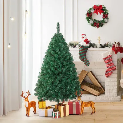 Produktbild von Yaheetech 125 cm Künstlicher Weihnachtsbaum mit 330 Spitzen, schwer entflammbar, PVC Fichte Christbaum, mit Metall Ständer