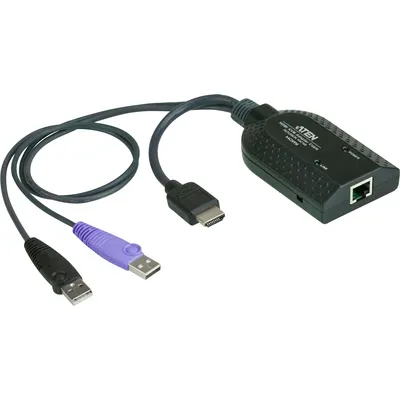 Zdjęcie produktu dla ATEN KA7168, USB, HDMI, Czarny, Plastik, 104 g, 1 x RJ-45, 2 x USB A, 1 x HDMI