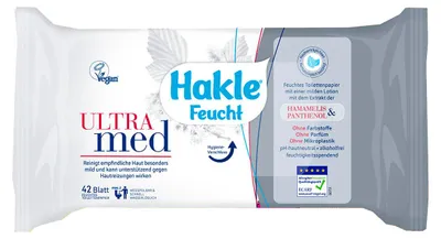 Zdjęcie produktu dla 12x HAKLE 80092 Papier toaletowy wilgotny Ultra Med - 42 listki, biały