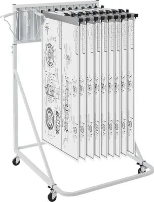 Produktbild von VEVOR Mobiles Blaupausen-Aufbewahrungsregal, Planhalter mit 12 Schwenkhalterungen, mobiler Blaupausenhalter, einstellbare Höhe und Länge, Poster-Präsentationsregal für Büro und Zuhause (nur Regal ohne Klemmen)