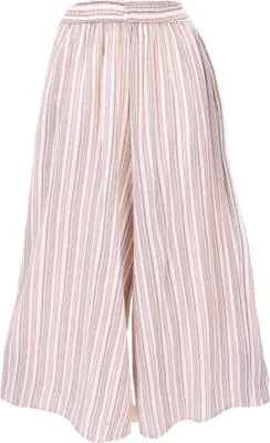 Produktbild von Weite Marlenehose, Gestreifte Sommerhose, Boho Hose - Beige, Damen, Creme-weiß, Baumwolle, Größe: L/XL