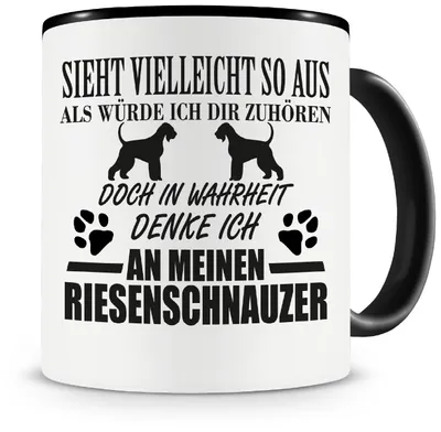 Productafbeelding van Koffiemok - Met afbeelding van een Riesenschnauzer - Geschikt voor warme dranken - Zwart - 300 ml