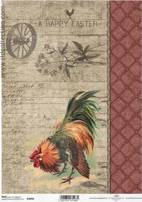 Produktbild von ITD Reispapier Decoupage Bastelpapier Serviettentechnik- ITD-R1094 Hahn