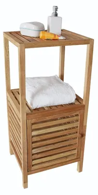 Produktbild von Badregal mit 3 Ablagen aus Walnussholz Badzimmerregal Handtuchregal Holzregal