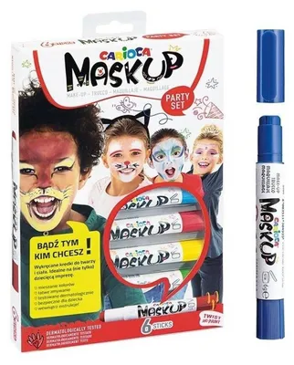 Zdjęcie produktu dla Carioca MASK UP PARTY, Farba do makijażu twarzy, Wielobarwny, Chłopak, dziewczyna, 6 szt.