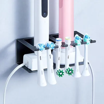 Produktbild von Elektrischer Zahnbürstenhalter Wandhalter – 6 Steckplätze, Kunststoff, Schwarz