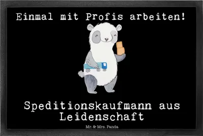 Produktbild von Mr. & Mrs. Panda Bodenvorleger Speditionskaufmann Leidenschaft 40 x 60 cm - Schwarz - Geschenk, fußmatte, Türmatte, Schmutzfangmatte, Gummi-Fußmatte, Schmutzmatte