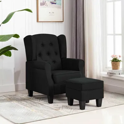 Obrázek produktu pro Křeslo s podnožkou černé textil, 320153  HangarStore.cz