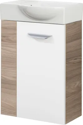 Produktbild von Fackelmann SBC LUXOR Gäste WC Set 2-teilig 45 cm, Braun hell/Weiß, rechts, Keramik Hahnloch links