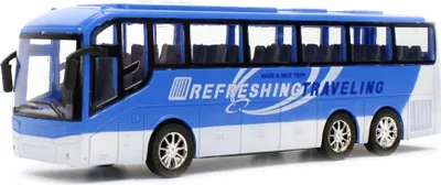 Produktbild von Großer Spielzeugbus mit Friktionsantrieb 35cm - Robustes Reisebus Modellfahrzeug