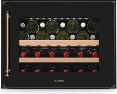 Image de Klarstein Vinsider Victoria 28 Cave à Vin - 28 Bouteilles, 1 Zone, 5-20°C,Tactile, Éclairage LED, Protection UV, Silencieux, Noir, Frigo Vin
